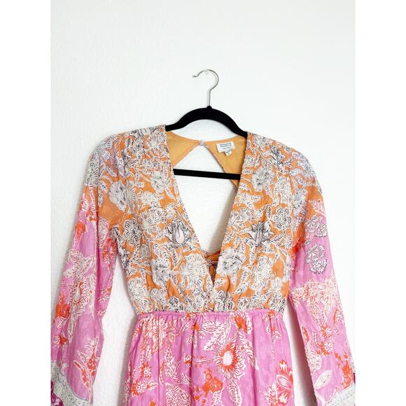 Hemant & Nandita Sidra Mini Dress Size XS Embroidered Cut Out Colorful - Picture 4 of 14